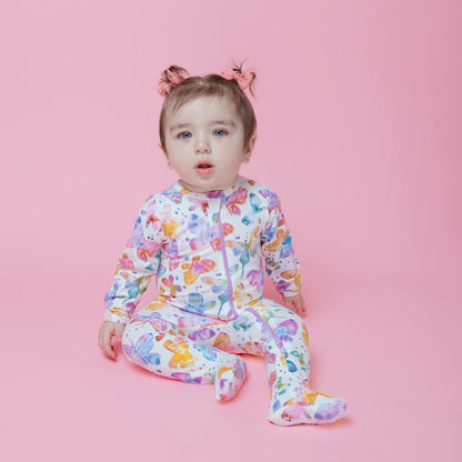 Organic Footed Baby Sleeper - Butterflies
