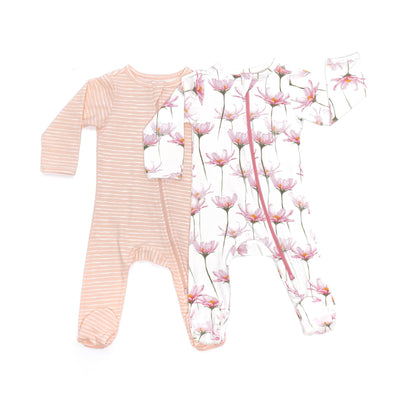 Organic Footed Baby Sleeper - Pink Stripes