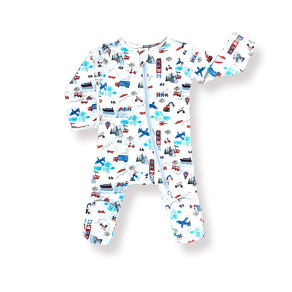 Organic Footed Baby Sleeper - Transportation