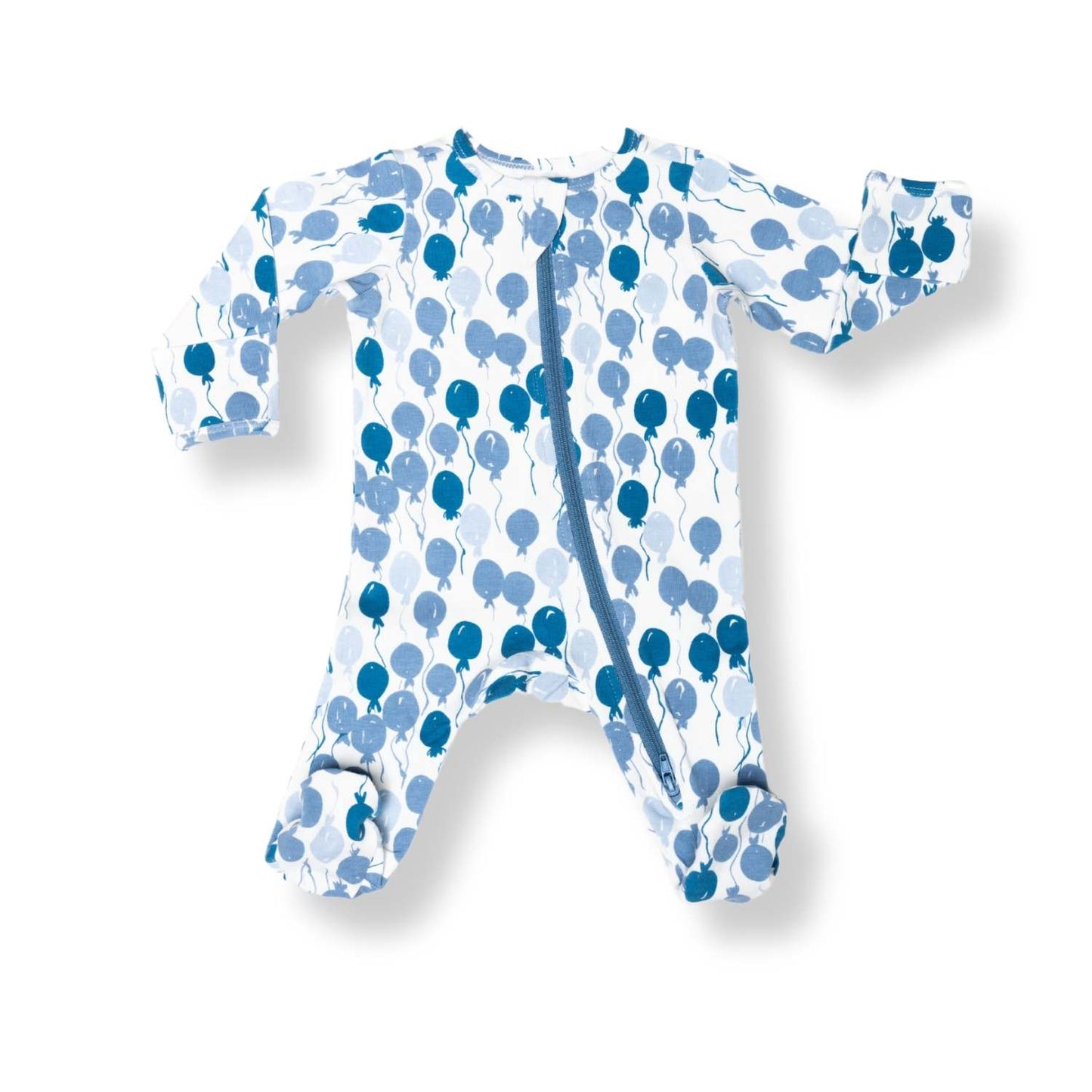 Organic Footed Baby Sleeper - Blue Balloons
