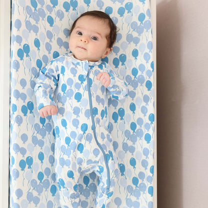 Organic Footed Baby Sleeper - Blue Balloons