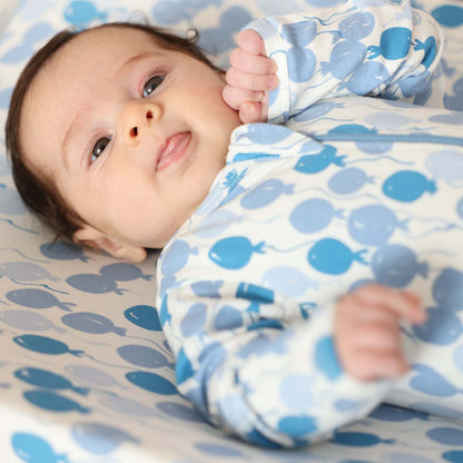 Organic Footed Baby Sleeper - Blue Balloons