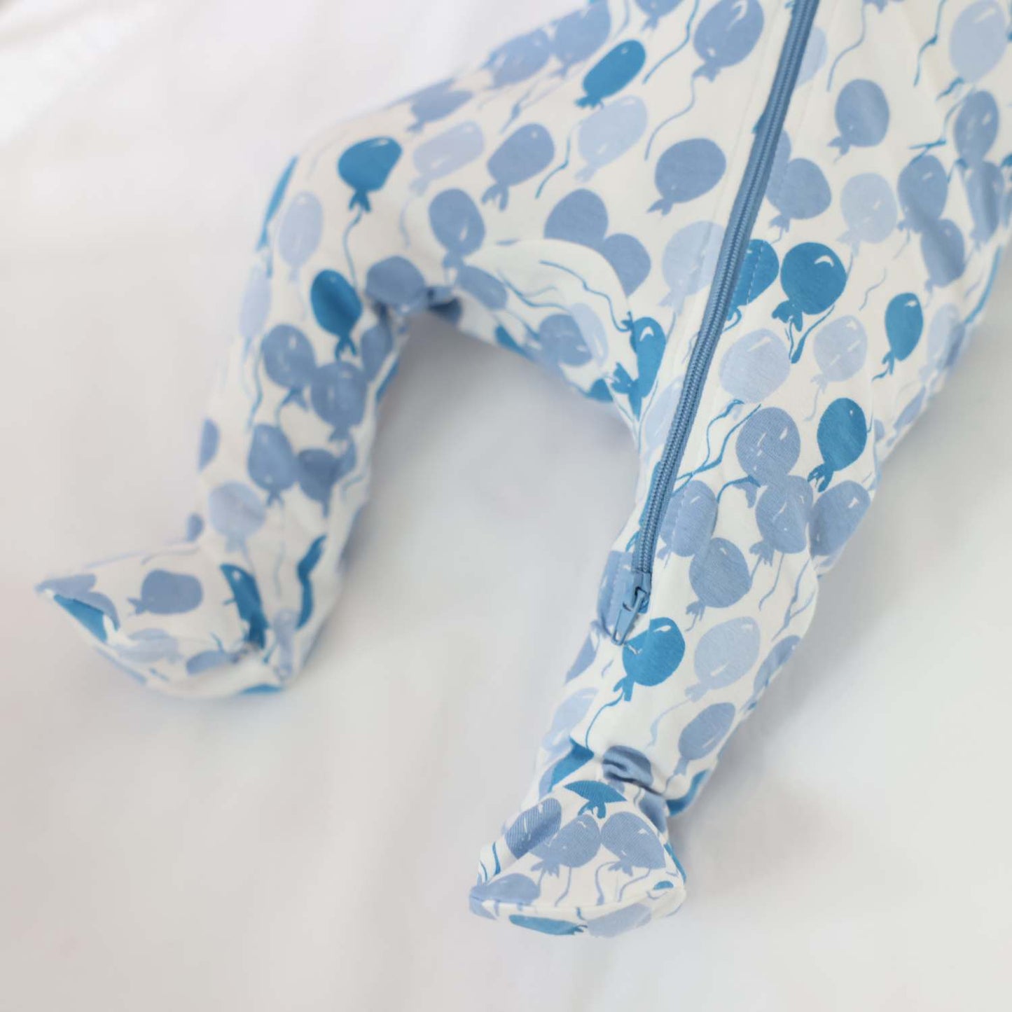 Organic Footed Baby Sleeper - Blue Balloons