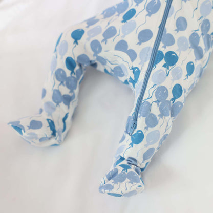 Organic Footed Baby Sleeper - Blue Balloons