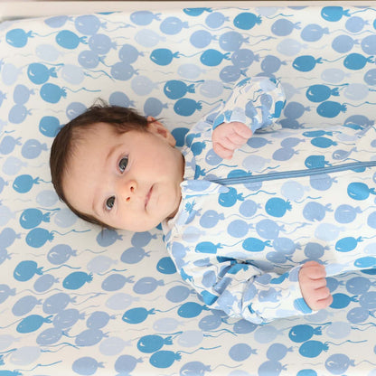 Organic Footed Baby Sleeper - Blue Balloons