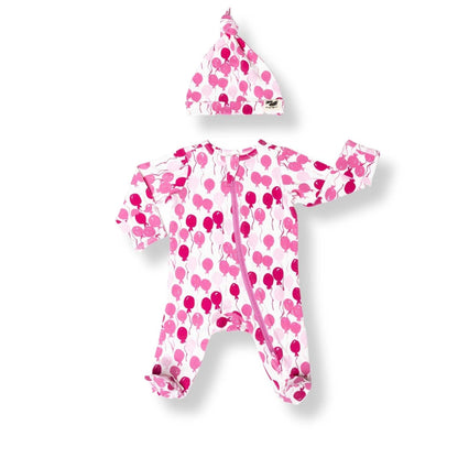 Organic Footed Baby Sleeper - Pink Balloons