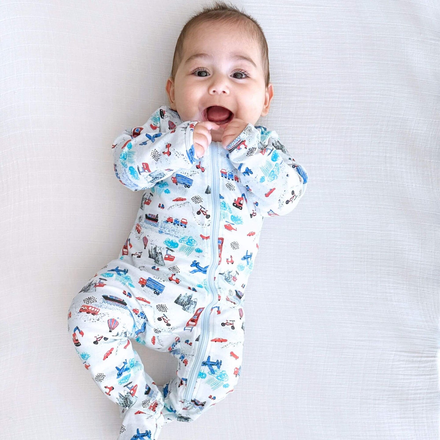 Organic Footed Baby Sleeper - Transportation