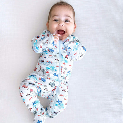 Organic Footed Baby Sleeper - Transportation