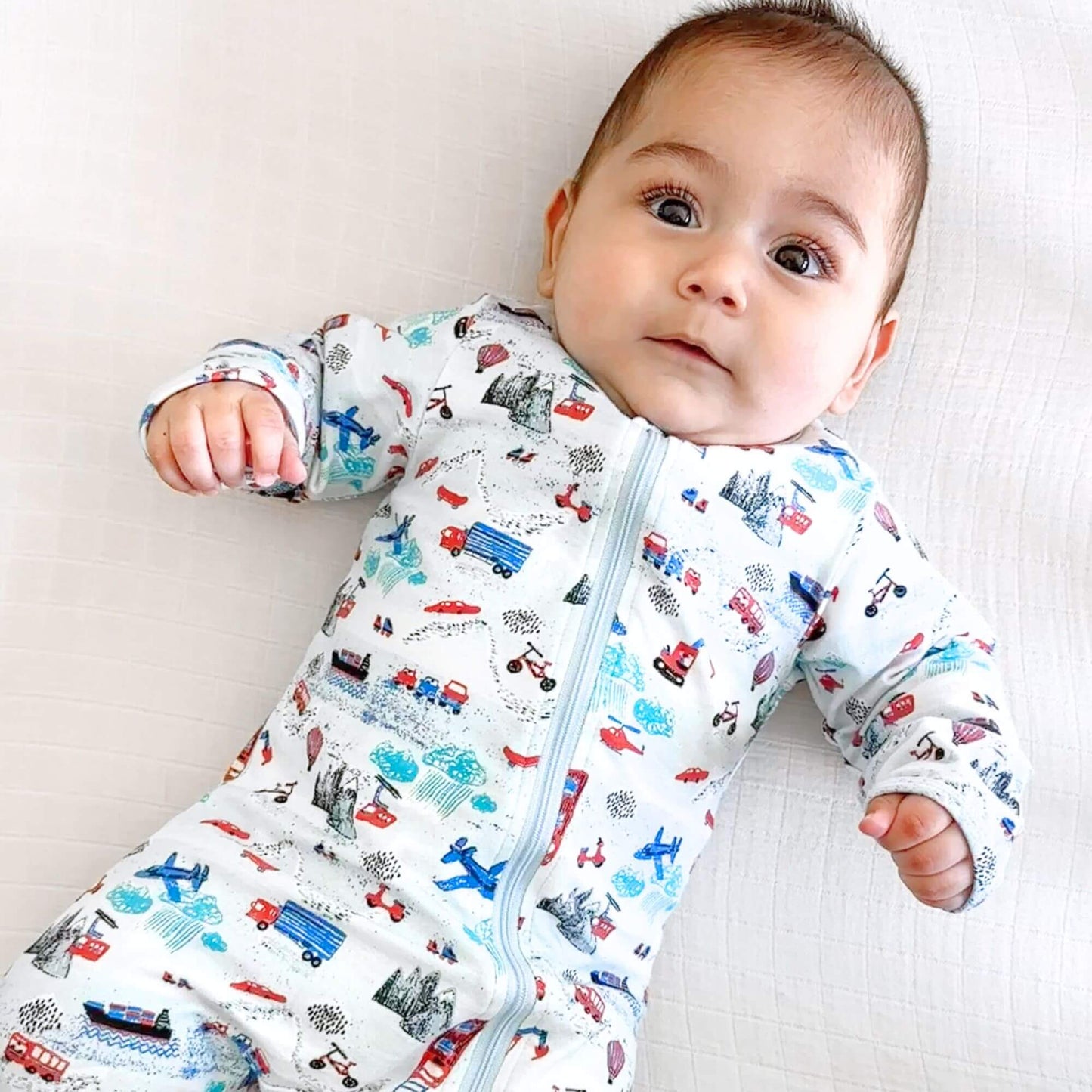 Organic Footed Baby Sleeper - Transportation