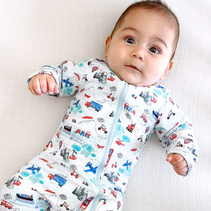 Organic Footed Baby Sleeper - Transportation