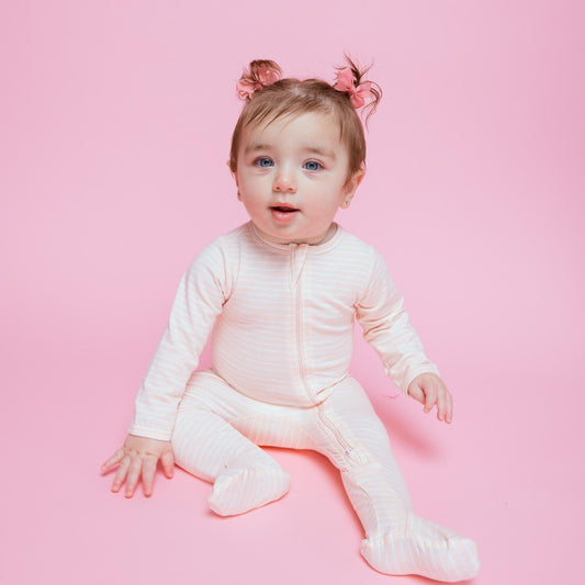 Organic Footed Baby Sleeper - Pink Stripes