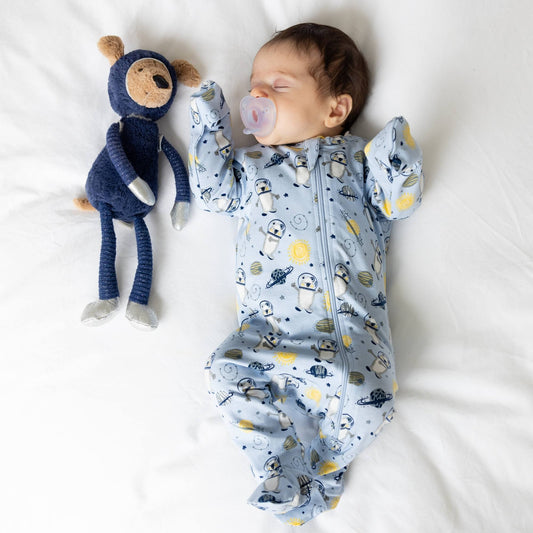 Organic Footed Baby Sleeper - Space Bears