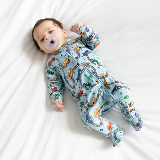 Organic Footed Baby Sleeper - Cars