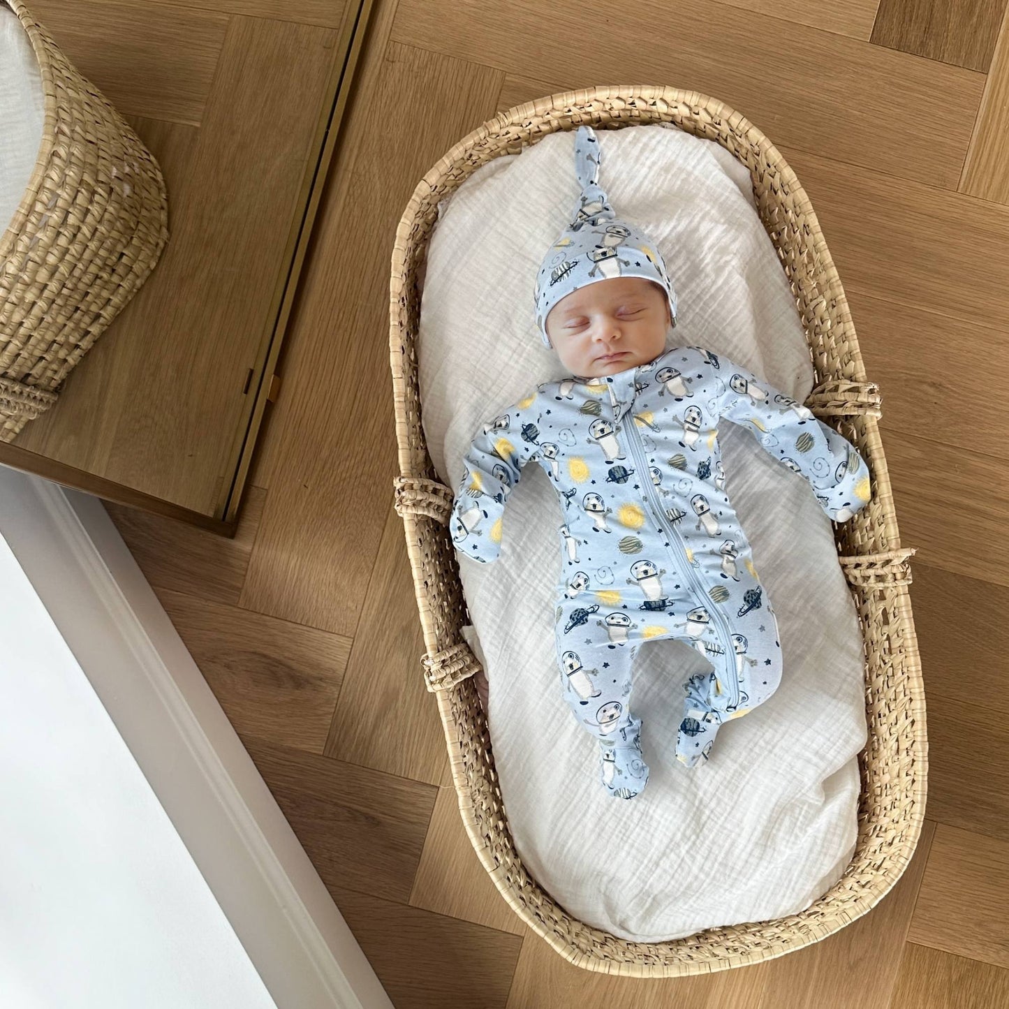 Organic Footed Baby Sleeper - Space Bears