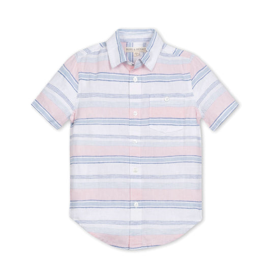 Baby Boy Linen Short Sleeve Button Down Shirt