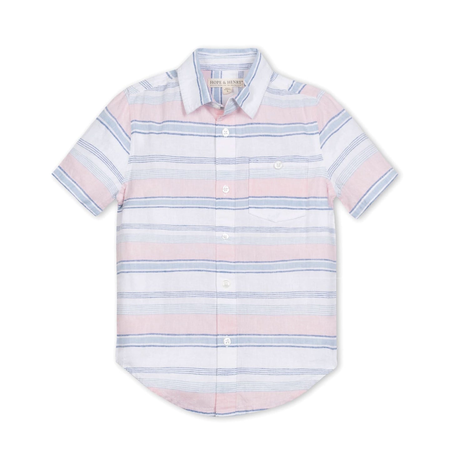 Boys Linen Short Sleeve Button Down Shirt