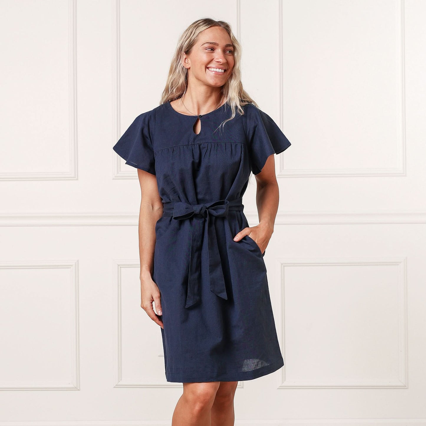 Women's Linen Keyhole Dress