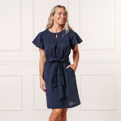 Women's Linen Keyhole Dress