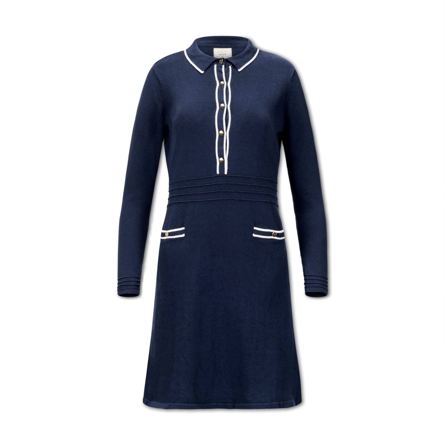 Women's Tipped Button Front Sweater Dress