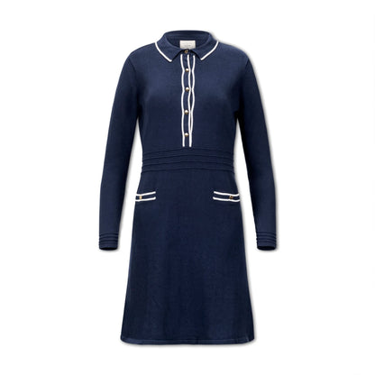 Women's Tipped Button Front Sweater Dress