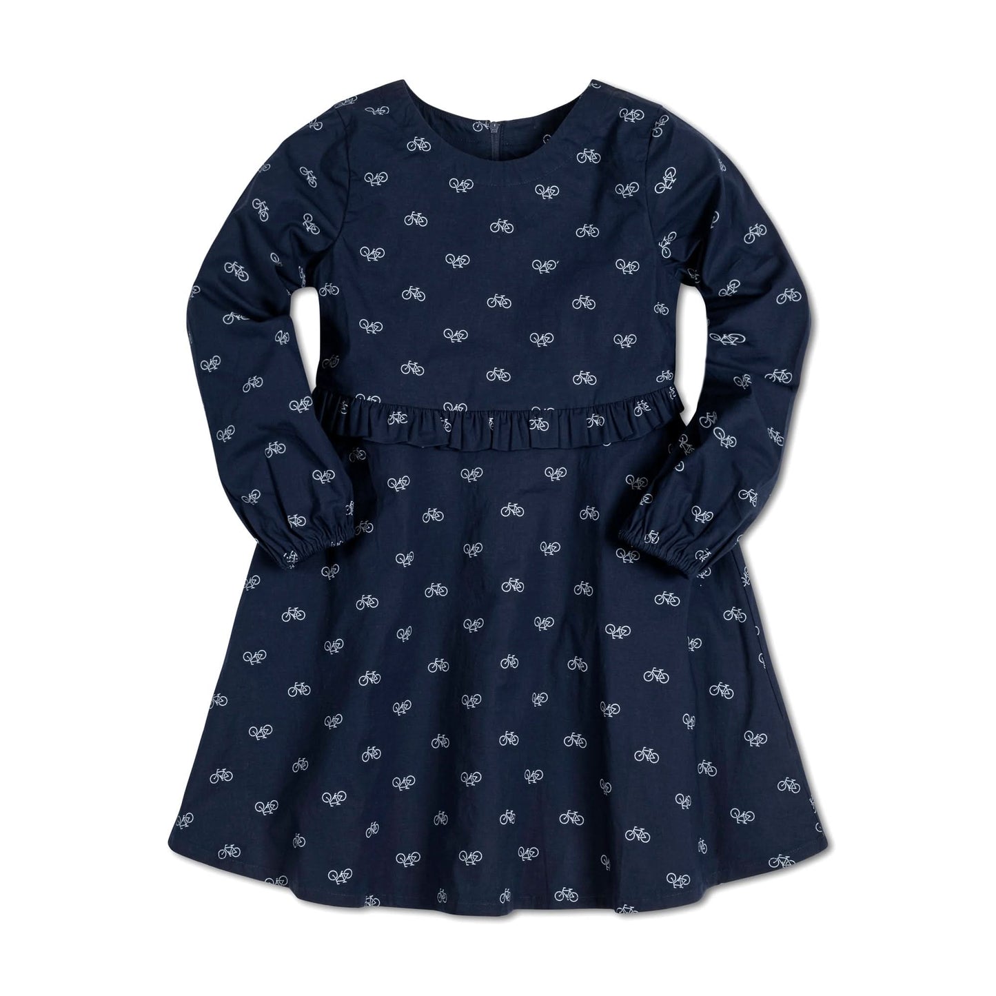 Baby Girl Organic Ruffle Waist Dress - Bicycles