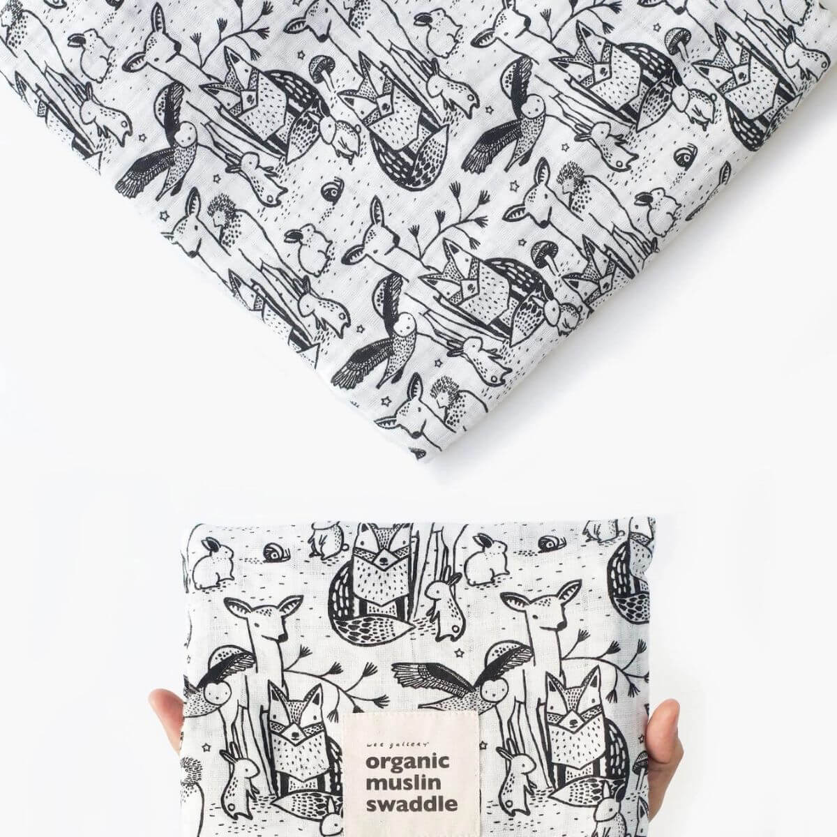 Organic Muslin Baby Swaddle Blanket - Forest