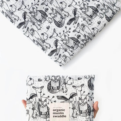 Organic Muslin Baby Swaddle Blanket - Forest