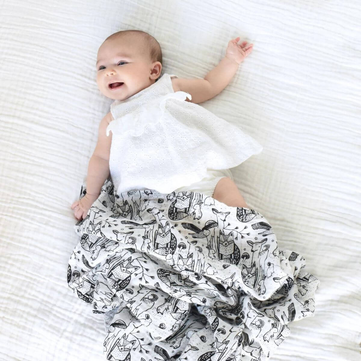 Organic Muslin Baby Swaddle Blanket - Forest