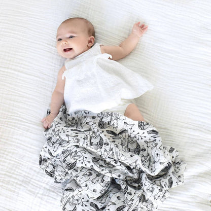Organic Muslin Baby Swaddle Blanket - Forest