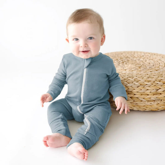 Organic Baby Essential Basic '2-Way' Zip Romper - Ocean