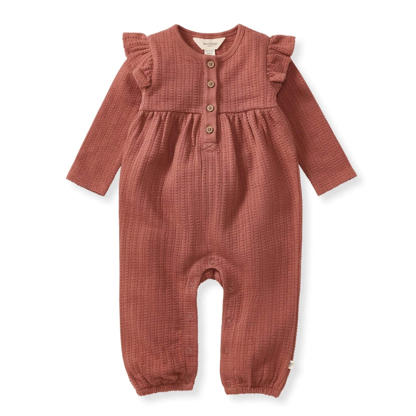 Organic Baby Girl Dotted Rib Cedar Jumpsuit