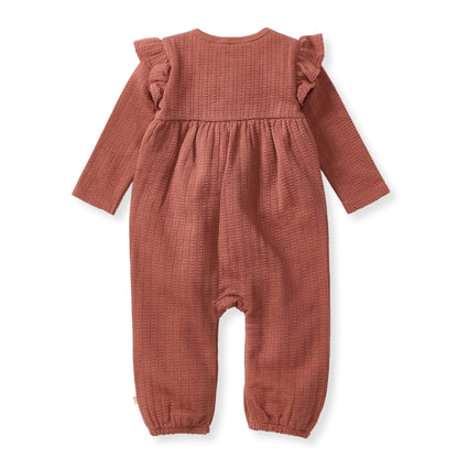 Organic Baby Girl Dotted Rib Cedar Jumpsuit
