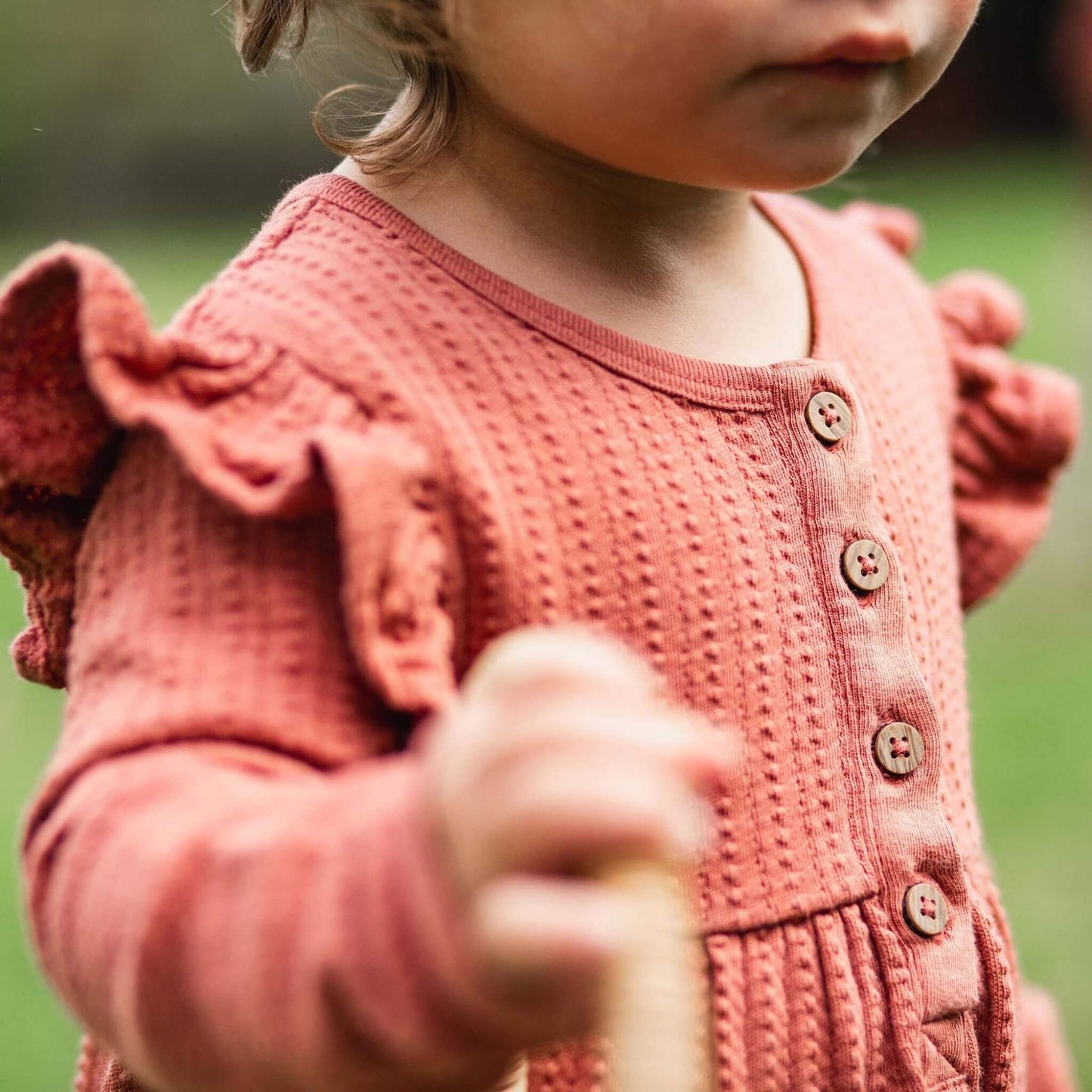 Organic Baby Girl Dotted Rib Cedar Jumpsuit