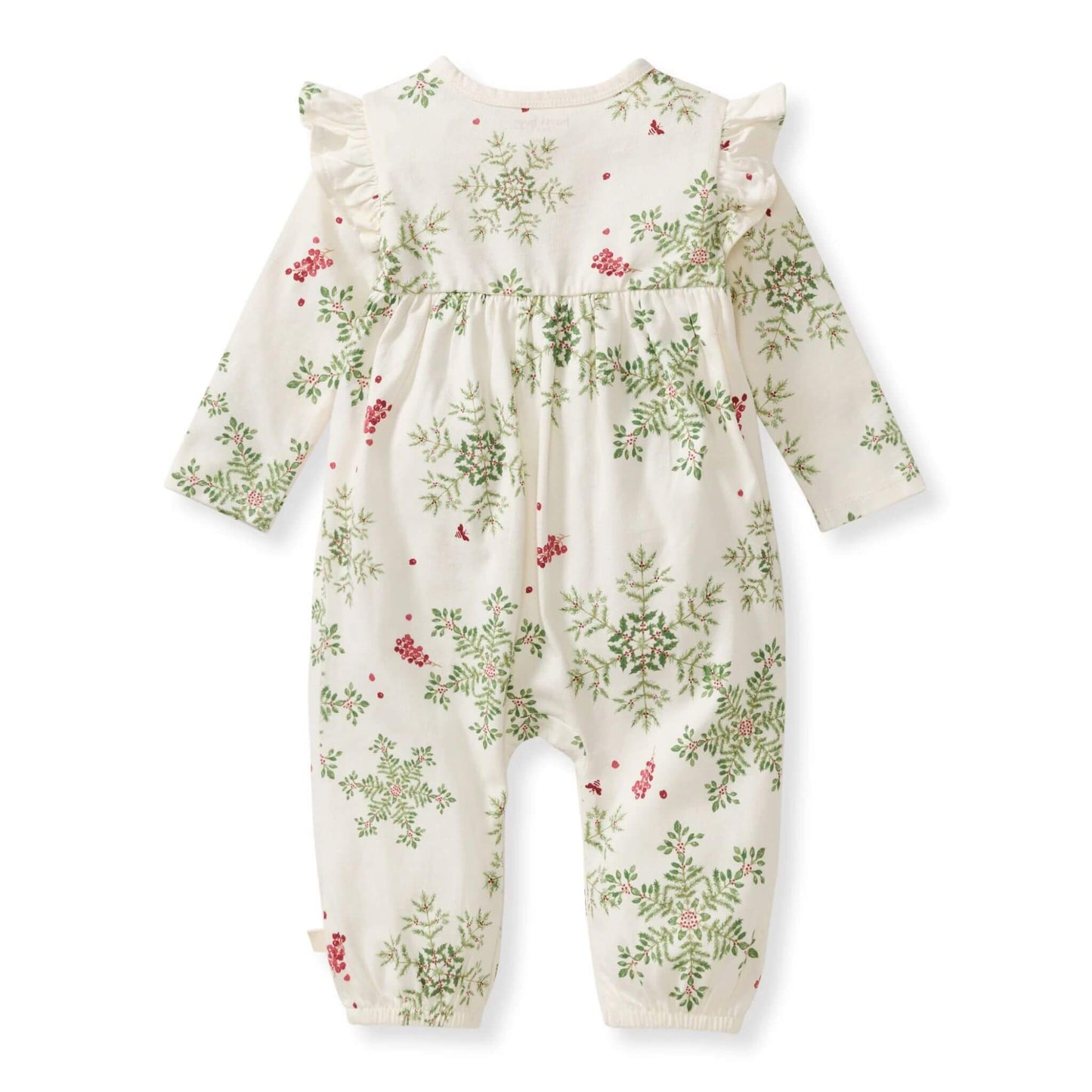 Organic Baby Girl Holiday Snowflakes Jumpsuit