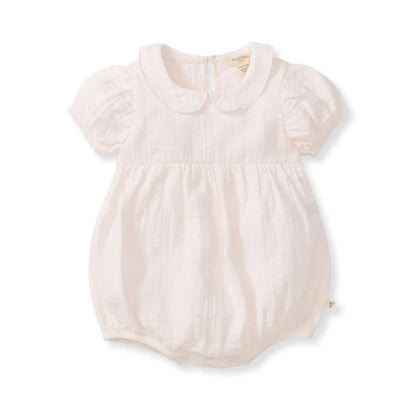 Organic Baby Girl Muslin Collar Bubble Romper