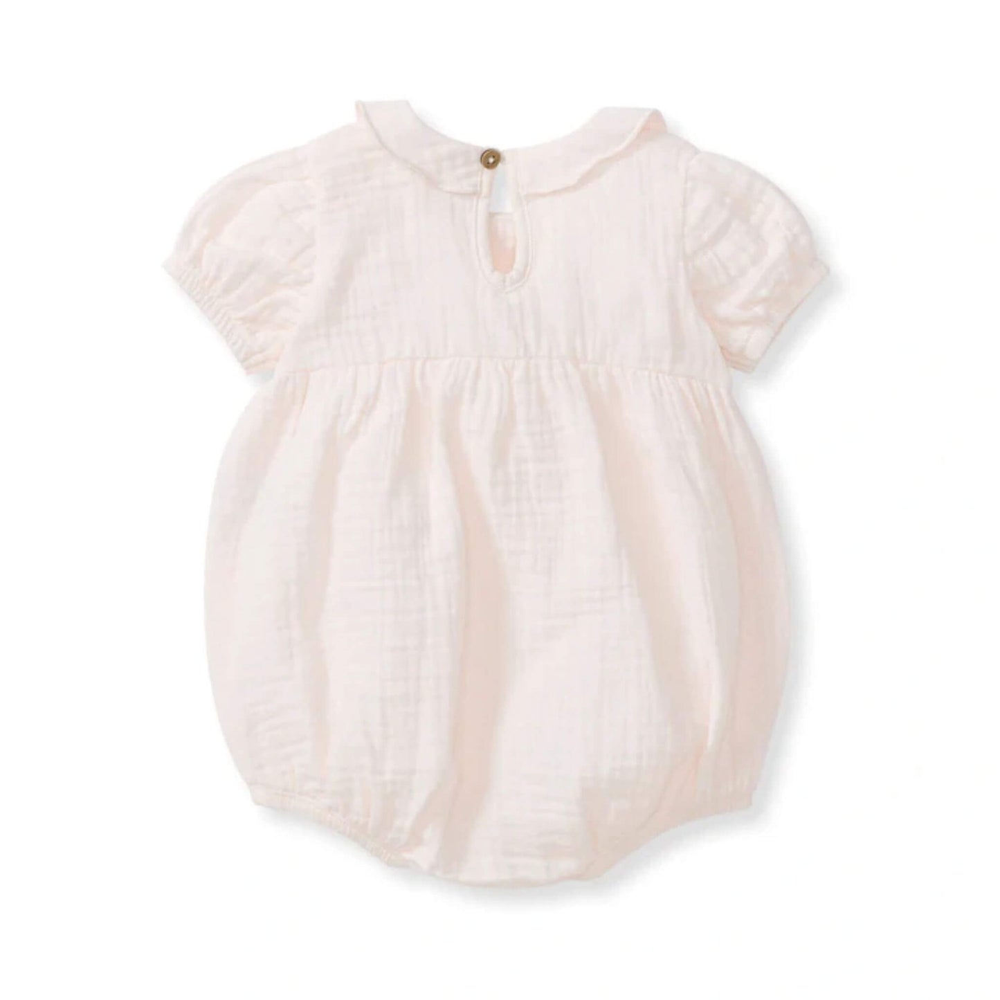 Organic Baby Girl Muslin Collar Bubble Romper