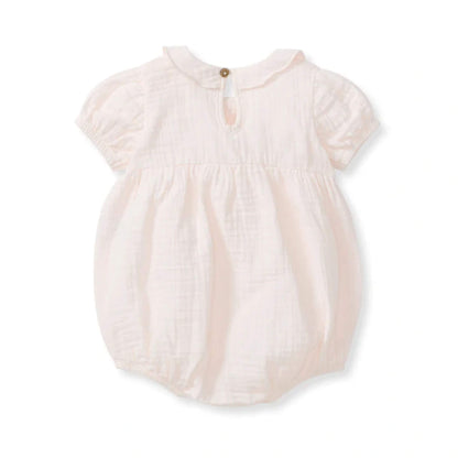 Organic Baby Girl Muslin Collar Bubble Romper