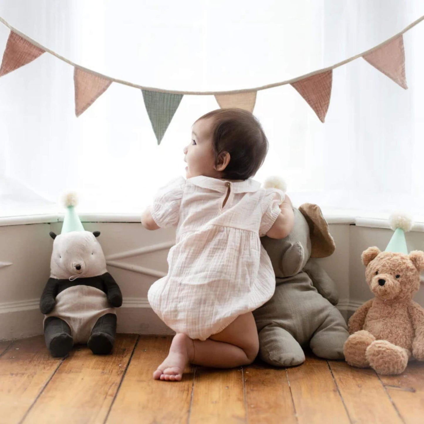 Organic Baby Girl Muslin Collar Bubble Romper