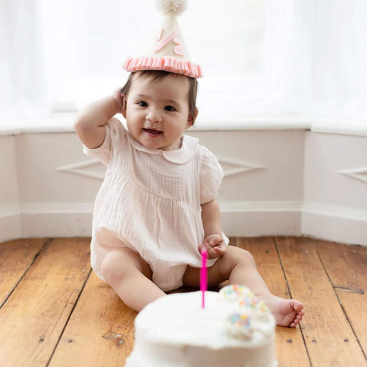 Organic Baby Girl Muslin Collar Bubble Romper