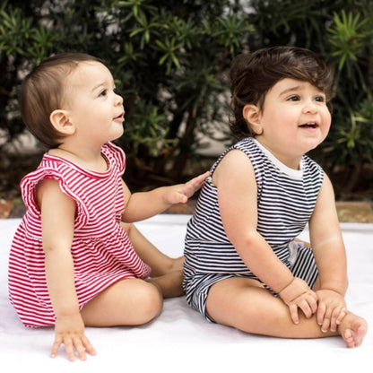 Organic Baby Girl Rocket Pop Rompers - 2 Pack Set