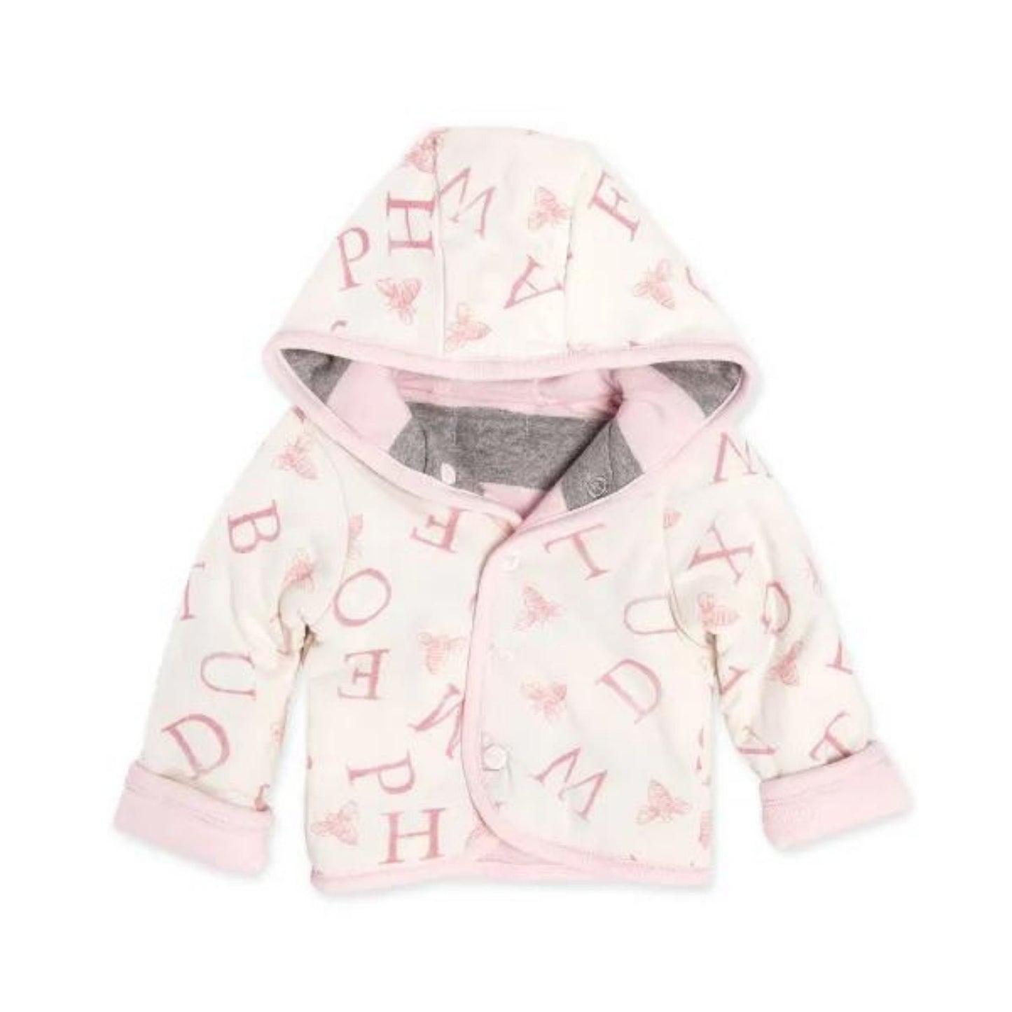 Organic Baby Reversible Jacket - Alphabet & Stripes (Blossom)