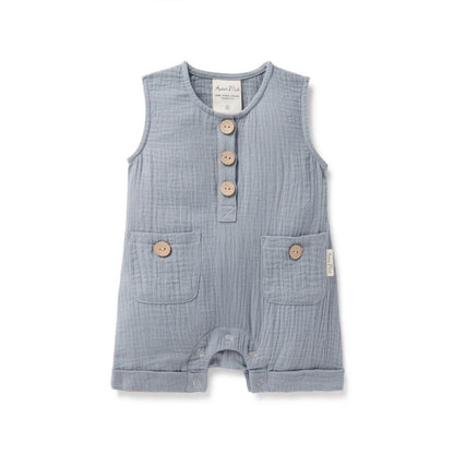 Organic Toddler Romper - Slate Blue