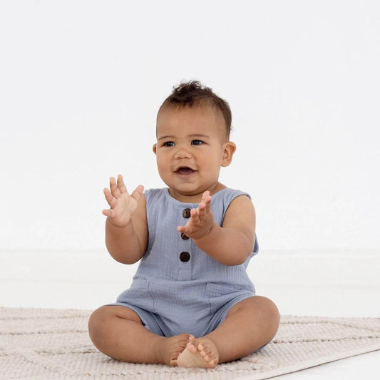 Organic Toddler Romper - Slate Blue