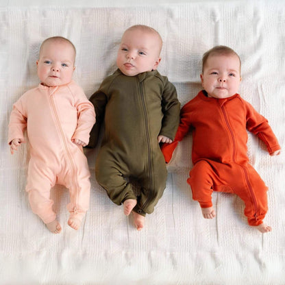 Organic Baby Footless Zip Romper - Olive