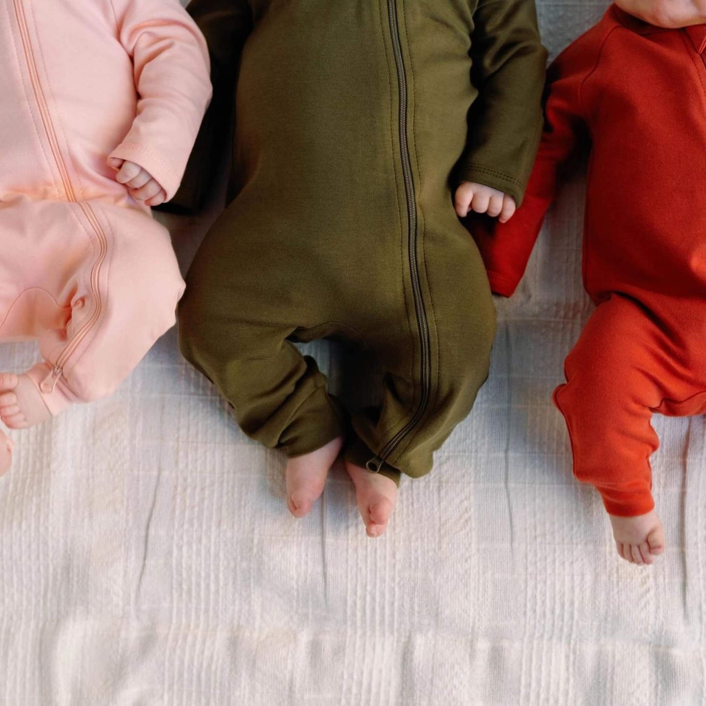 Organic Baby Footless Zip Romper - Olive