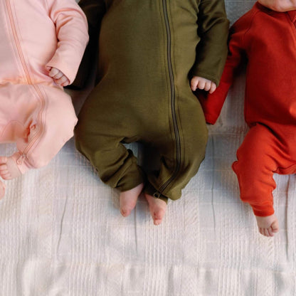 Organic Baby Footless Zip Romper - Olive