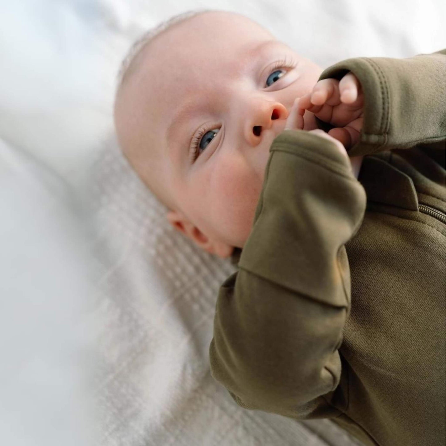Organic Baby Footless Zip Romper - Olive
