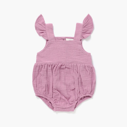 Organic Baby & Toddler Flutter Bubble Romper - Mauve