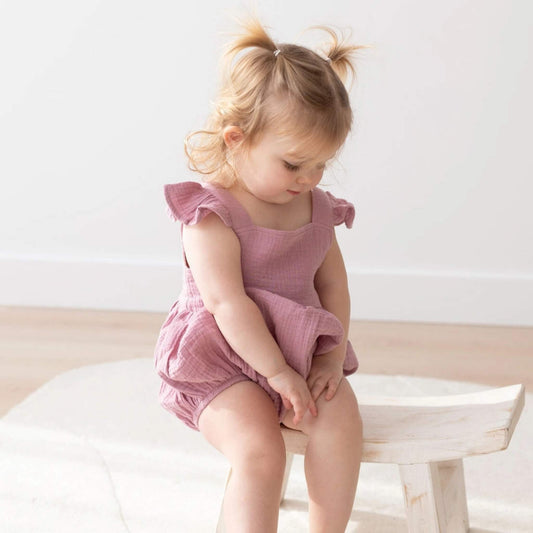 Organic Baby & Toddler Flutter Bubble Romper - Mauve
