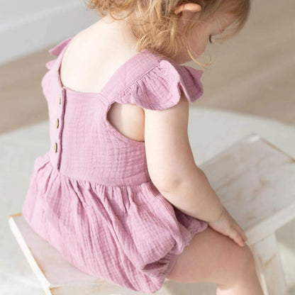 Organic Baby & Toddler Flutter Bubble Romper - Mauve